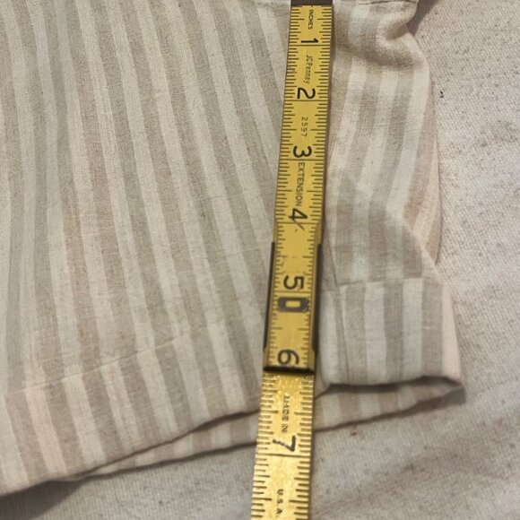 Rafaella Women's 4 Beige & White Striped Linen-Blend High-Waisted Shorts  Y2K - Picture 13 of 13